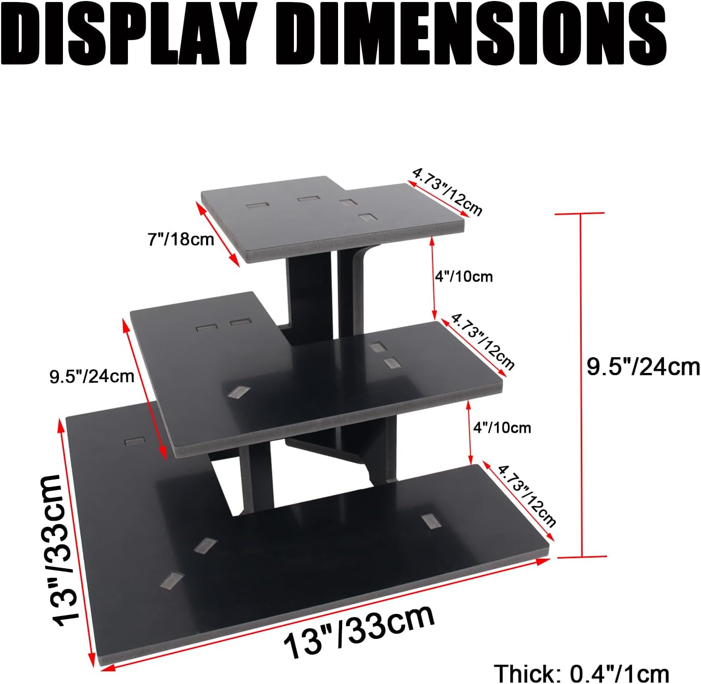 WANLIAN 3-Tier Corner Retail Table Display Stand, Portable Display Rack Shelves for Vendors, Craft Shows, Farmers Market, Pop Up Shop Countertop Black Risers for Display, Soap, Candles, Tumblers