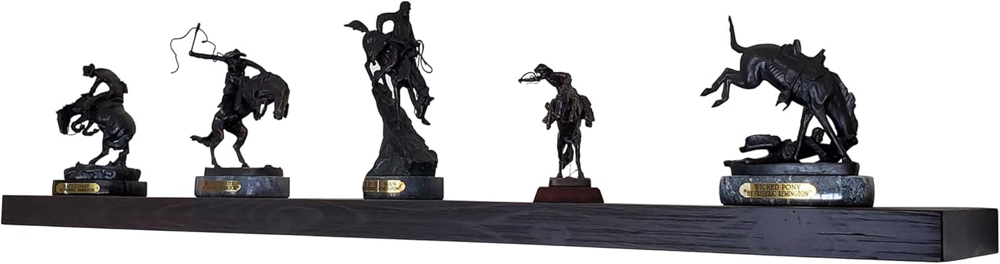 joelsantiques - 72 Inch Wooden Floating Shelves for Wall - 72x6x2 in - Made of Natural Wood - Long Heavy Duty Rustic Wall Shelves for Bedroom - Perfect for Living Room, Kitchen - Black