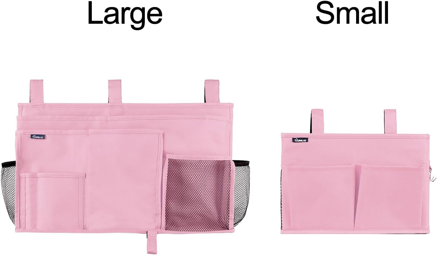 Surblue Caddy Hanging Organizer Bedside Storage Bag for Bunk and Hospital Beds, Pink, Small