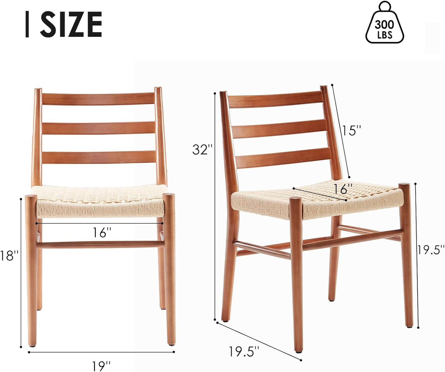 STARY Wood Rattan Dining Room Chairs with Comfortable Woven Seat,Fully-Assembled