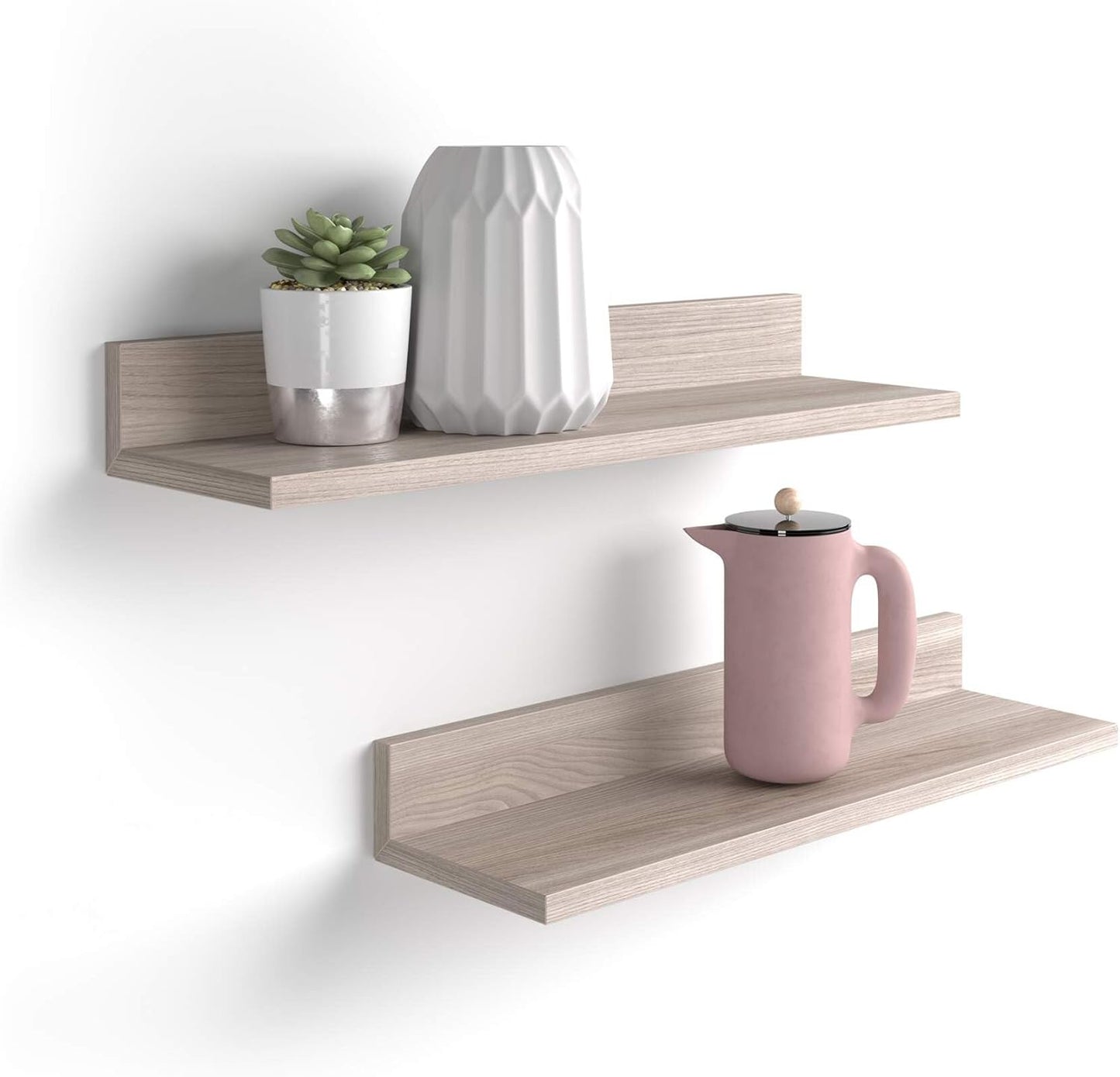 Mobili Fiver, Set of 2 Rachele Shelves, 31.49 in, Pearled Elm, Made in Italy