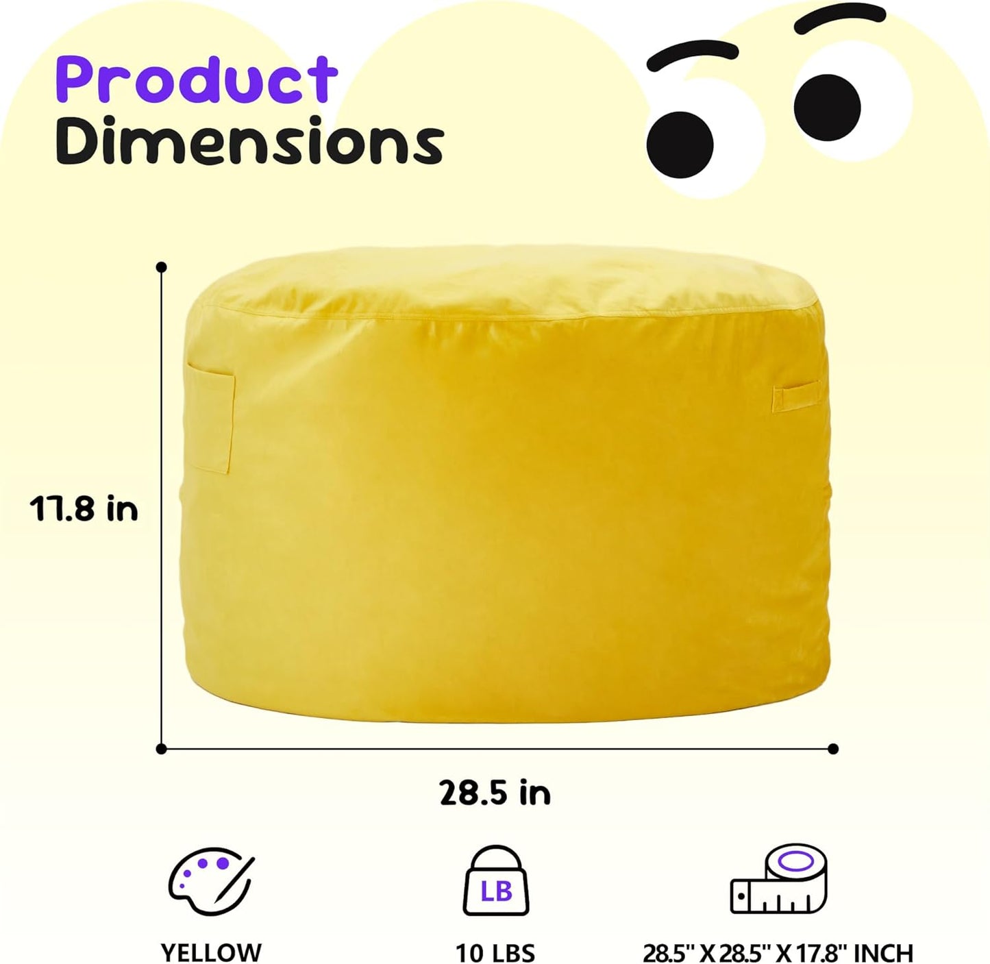 Hobestluk Bean Bag Chairs 2.5FT Bean Bag Chair with Memory Foam Filled & Machine Washable Cover,Beanbag Chair, Small Bean Bag Chairs for Playroom, Living Room, Bedroom