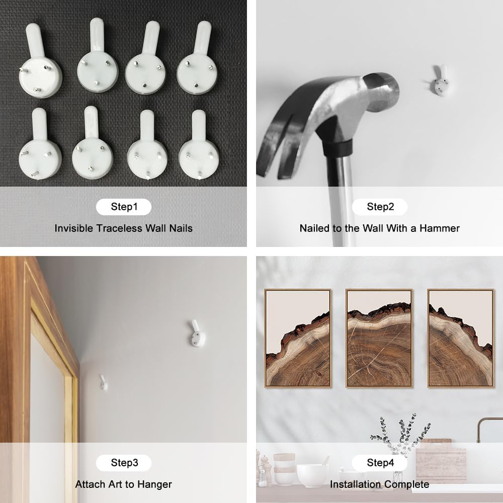 HPINUB Tree Rings Wood Wall Art Framed Set, Modern Beige Wood Stump Wall Decor, Abstract Tree Spiral Wall Painting,Nature-Inspired Art Print for Living Room, Bedroom, Dining Room, Office-16 x24 x3