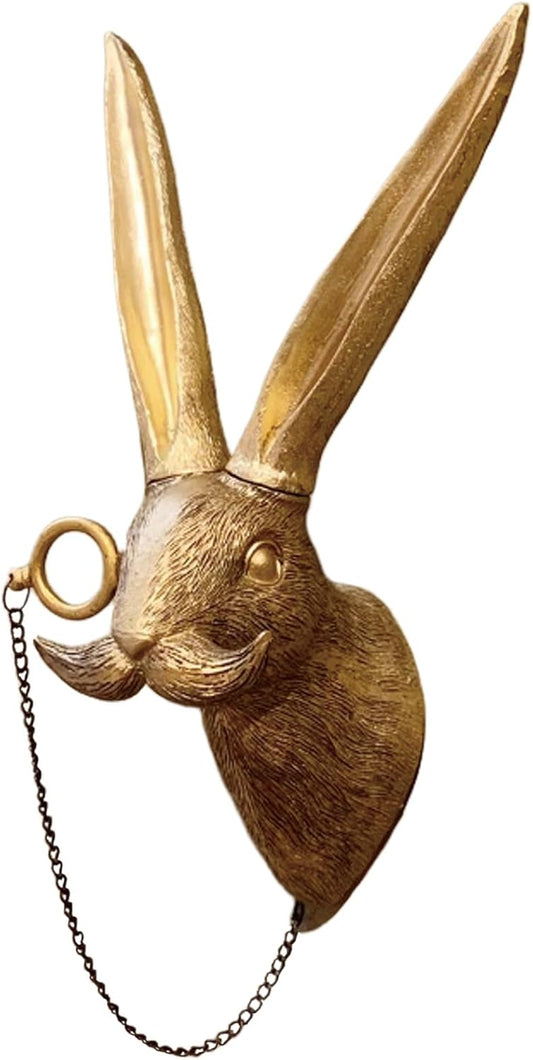 GUASDIE Animal Heads Wall Decor, Faux Deer & Rabbit Heads, Resin Animal Wall Hanging Decoration for Living Room, Bedroom & Kitchen Gift