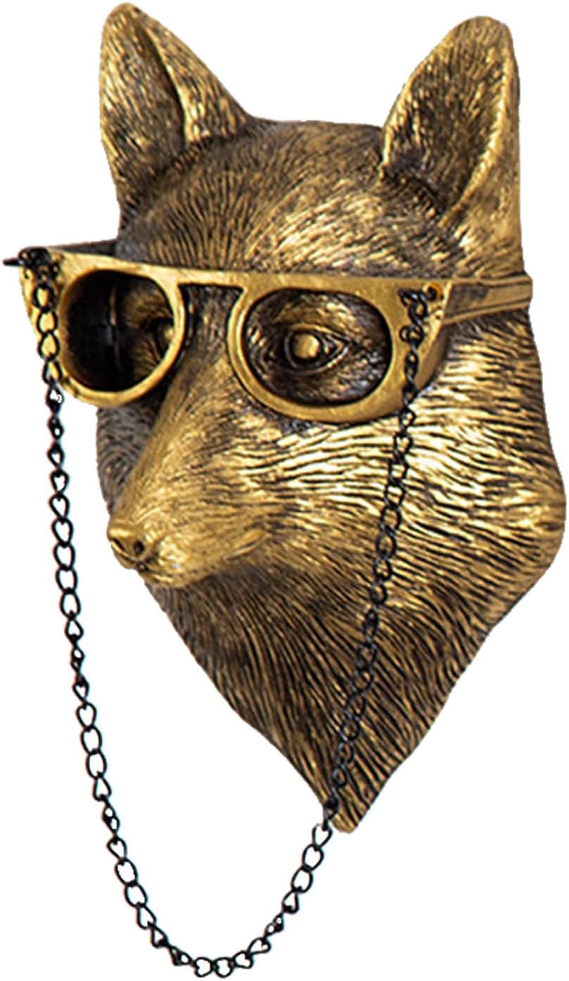 GUASDIE Animal Heads Wall Decor, Faux Deer Head Mount, Animal Sculptures Wall Decor, Resin Animal Head Wall Hanging Decoration for Living Room Bedroom Kitchen Gift,Fox