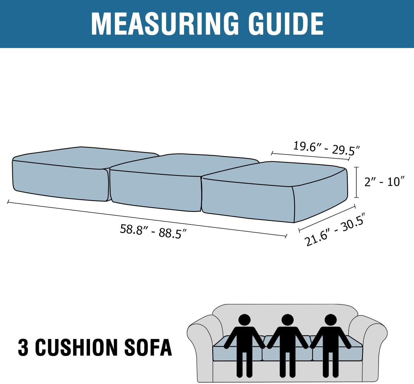 H.VERSAILTEX Velvet Stretch Couch Cushion Cover Plush Cushion Slipcover for Chair Loveseat Sofa Cushion Furniture Protector Seat Cushion Sofa Cover (3 Piece Sofa Cushion Covers, Navy)