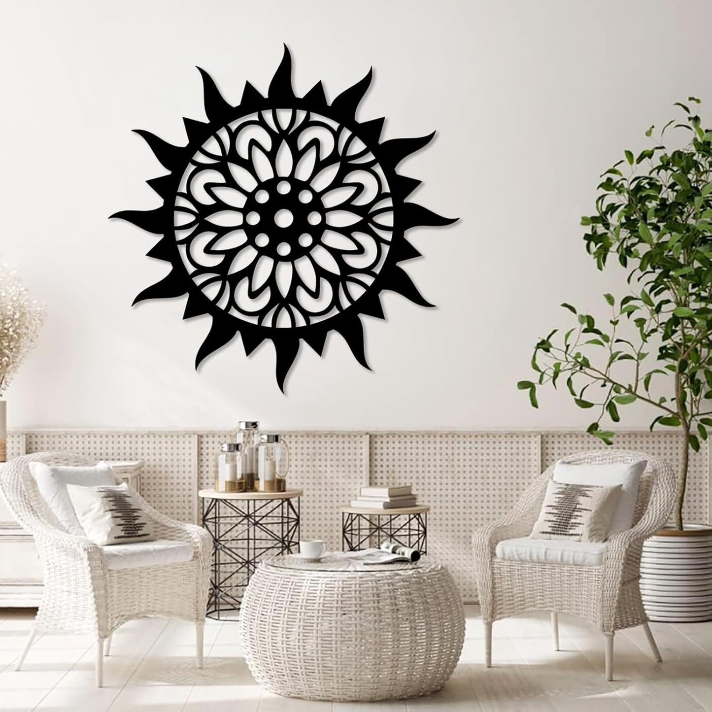 Sunburst Metal Wall Decor, Unique Sun Flower Design, Outdoor & Indoor Wall Art for Living Room, Bedroom, or Patio, Home Decor (Gold, 28"x28"|70x70cm)