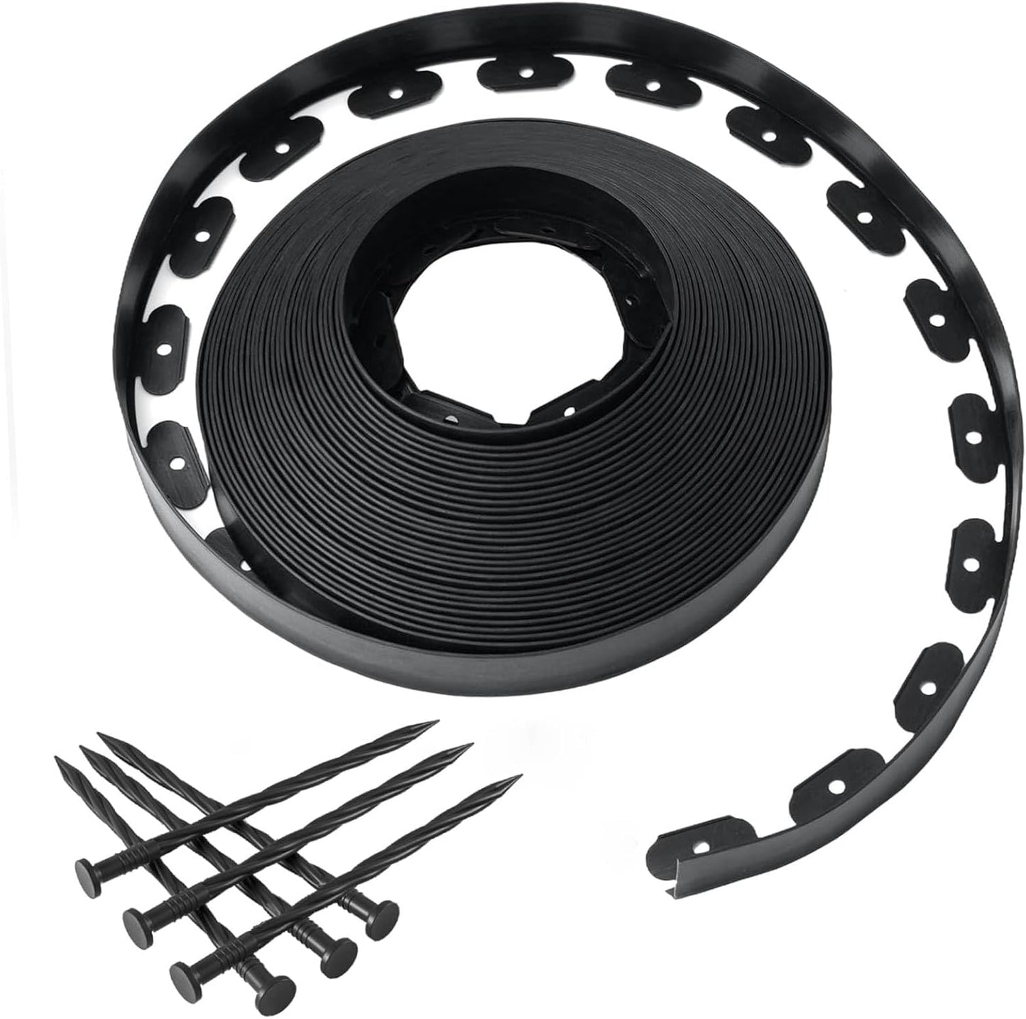 GOTGELIF Landscape Edging Border Kit No-Dig, 2'' x 100FT, Black Garden Edging with 120 Anchoring Stakes for Lawn, Flower Beds, and Yard Borders