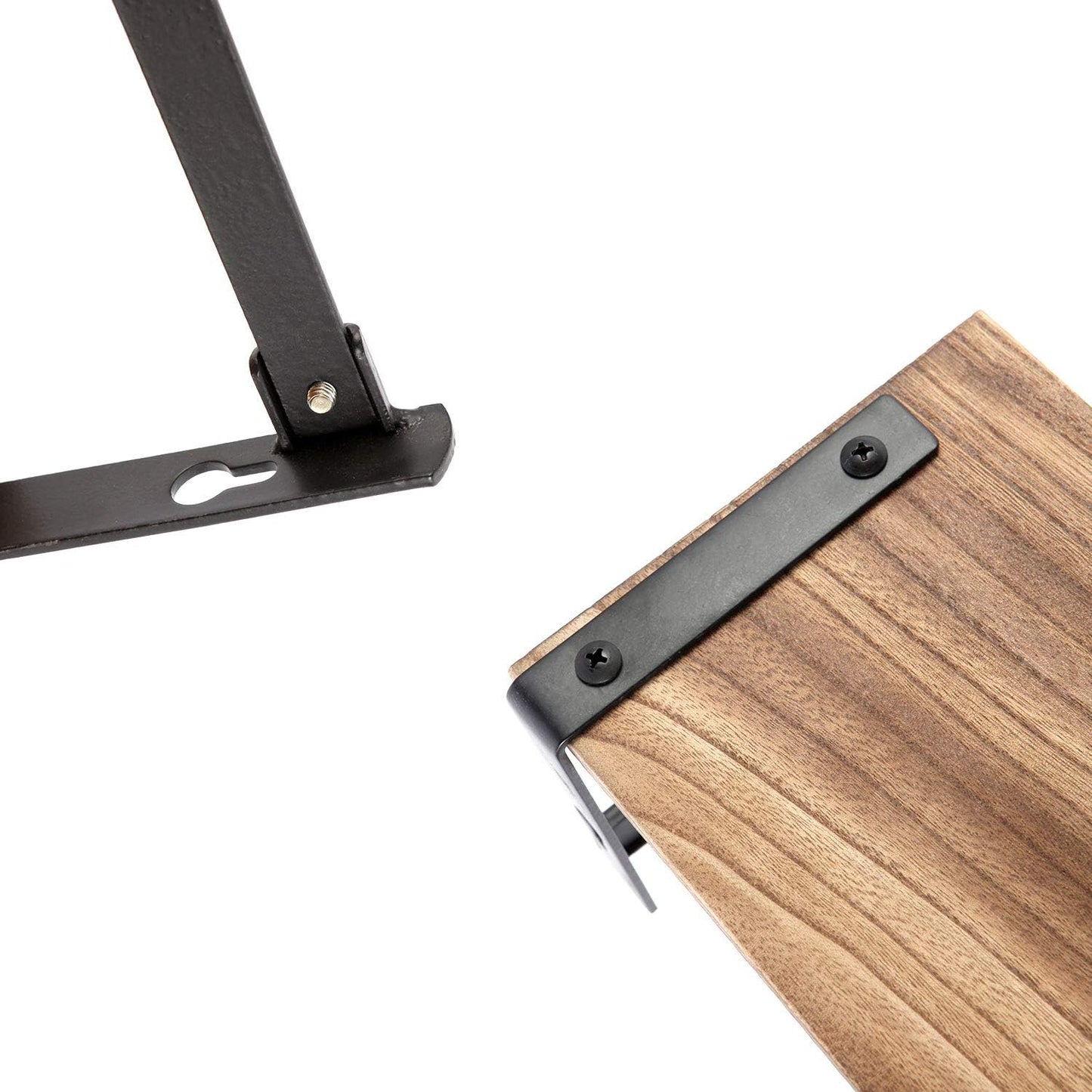 Floating Shelves Rustic Wood Wall Mounted Shelf Practical Metal Fence Design Ideal for Bedroom, Bathroom, Kitchen Set of 3(Carbonized Black)