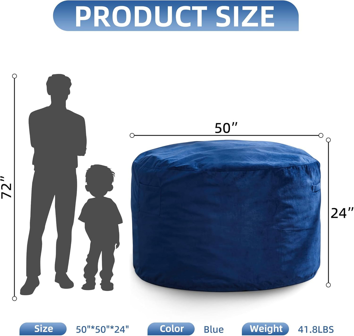 Hobestluk 5FT Bean Bag Chair Giant Bean Bag Chairs for Adults Large Bean Chairs with Removable Cover, Beanbag Chair with Filler, Adult Bean Bag Chairs for Living Room, Bedroom