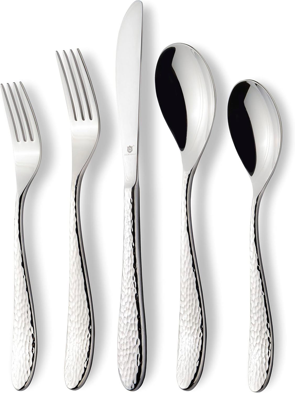 Hammered Silverware Set | Premium 18/10 Stainless Steel Flatware Service for 8 | Heavy-Duty & Dishwasher Safe | Built to Last (40-Piece, Marettimo Hammered)