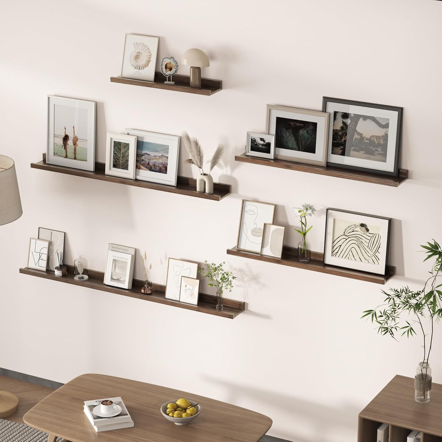 Floating Shelves for Wall, Picture Ledge Shelf 36 Inch Solid Wood Set of 2, Rustic Wall Shelves with Lip, Kids Bookshelf, Photo & Picture Live Edge Floating Shelves for Bedroom, Living Room, Kitchen