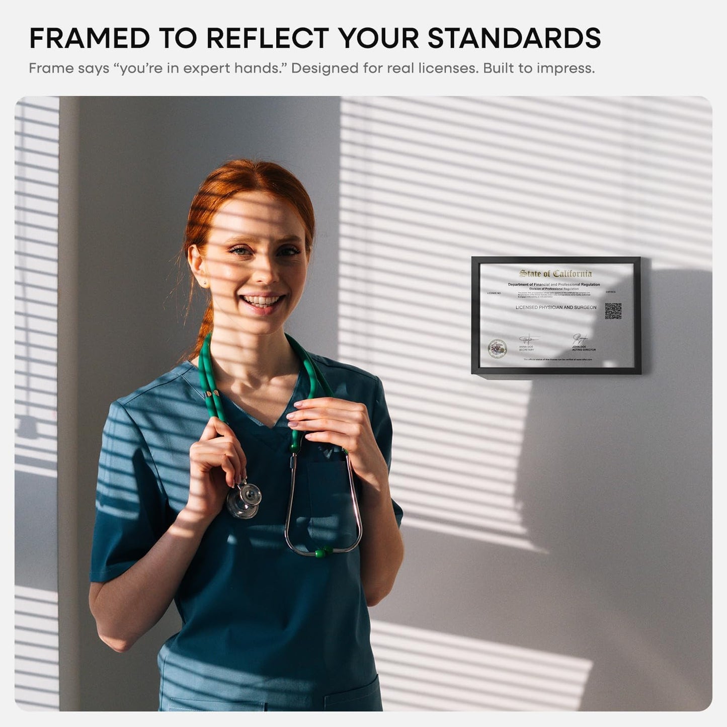 Homeforia 5.5 x 8.5 Business License Frame Black, High End Metal 5.5x8.5 Certificate Frames, 8.5x5.5 Document Frames for Wall or Tabletop, 5.5 by 8.5 Picture Frames, Tempered Glass, Wall Kit, Set of 1