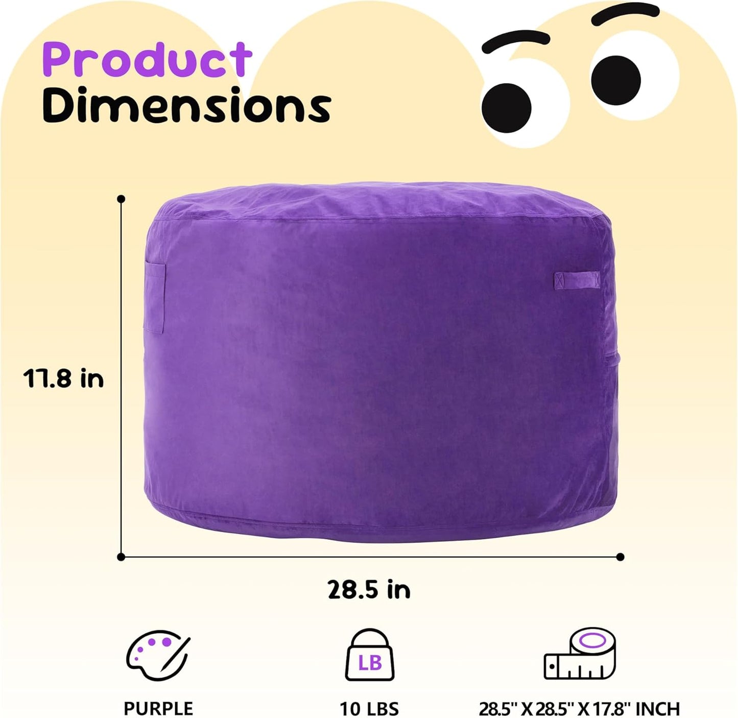 Hobestluk Bean Bag Chairs 2.5FT Bean Bag Chair with Memory Foam Filled & Machine Washable Cover,Beanbag Chair, Small Bean Bag Chairs for Playroom, Living Room, Bedroom