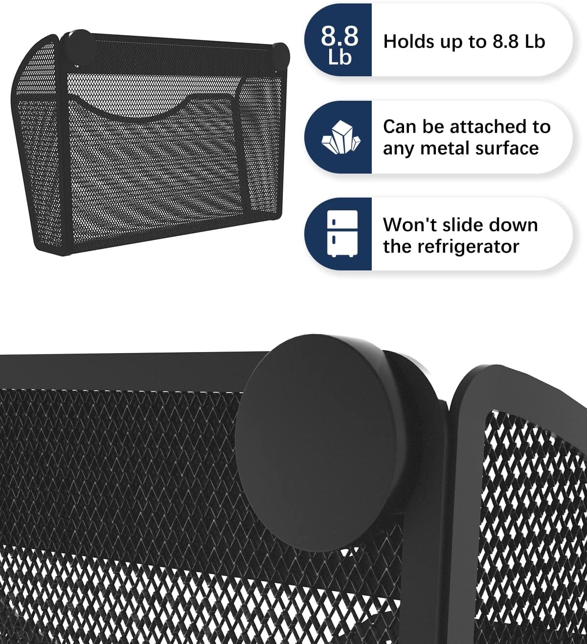 1-Tier Magnetic File Holder - No Drilling Installation File Organizer, Large Capacity Magnetic File Holder for Refrigerator, File Cabinets, Whiteboard, Office, Kitchen