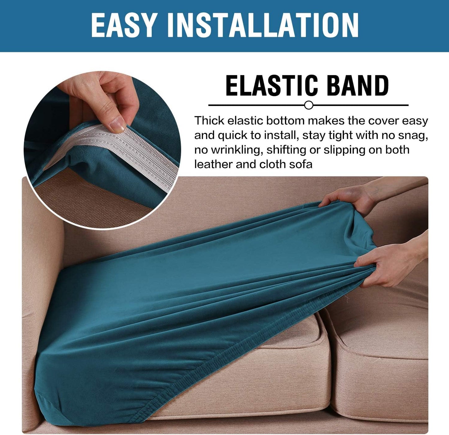 H.VERSAILTEX Velvet Stretch Couch Cushion Cover Plush Cushion Slipcover for Chair Cushion Furniture Protector Seat Cushion Sofa Cover (1 Piece Armchair Cushion Covers, Deep Teal)