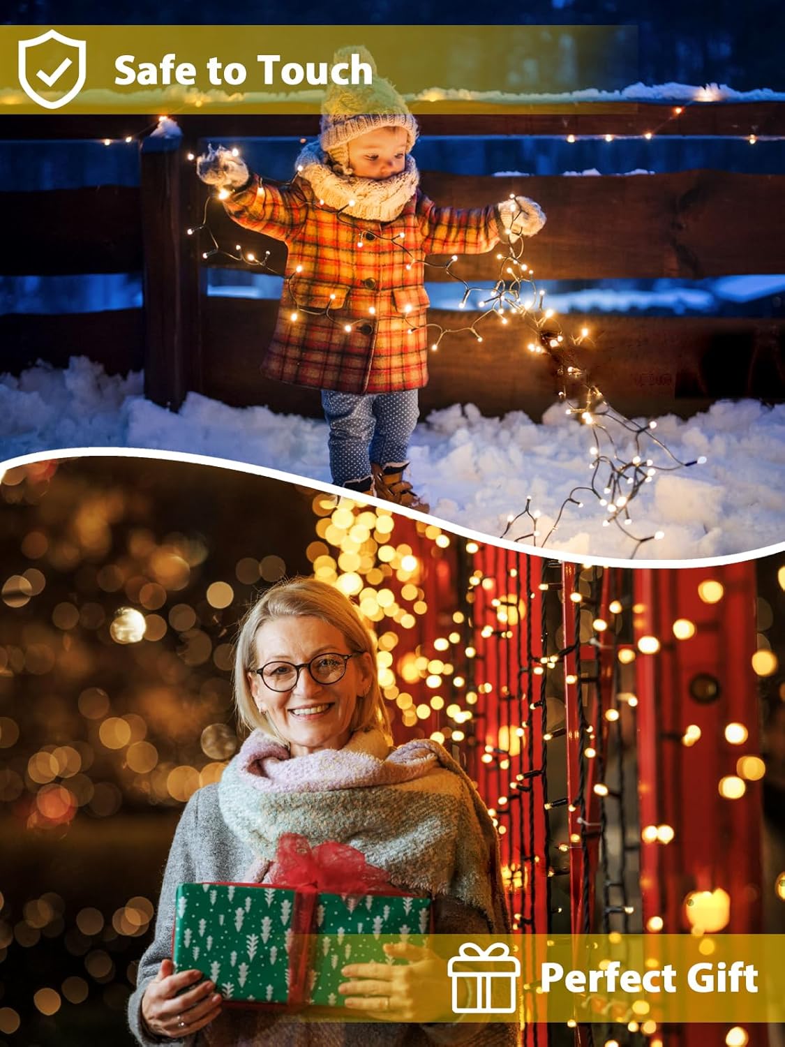 4 Pack 400 LED Solar String Lights for Outside, Solar Christmas Lights Outdoor with 8 Lighting Modes, Waterproof Green Wire Solar Powered Tree Light for Xmas Party Yard Garden Decorations (Warm White)