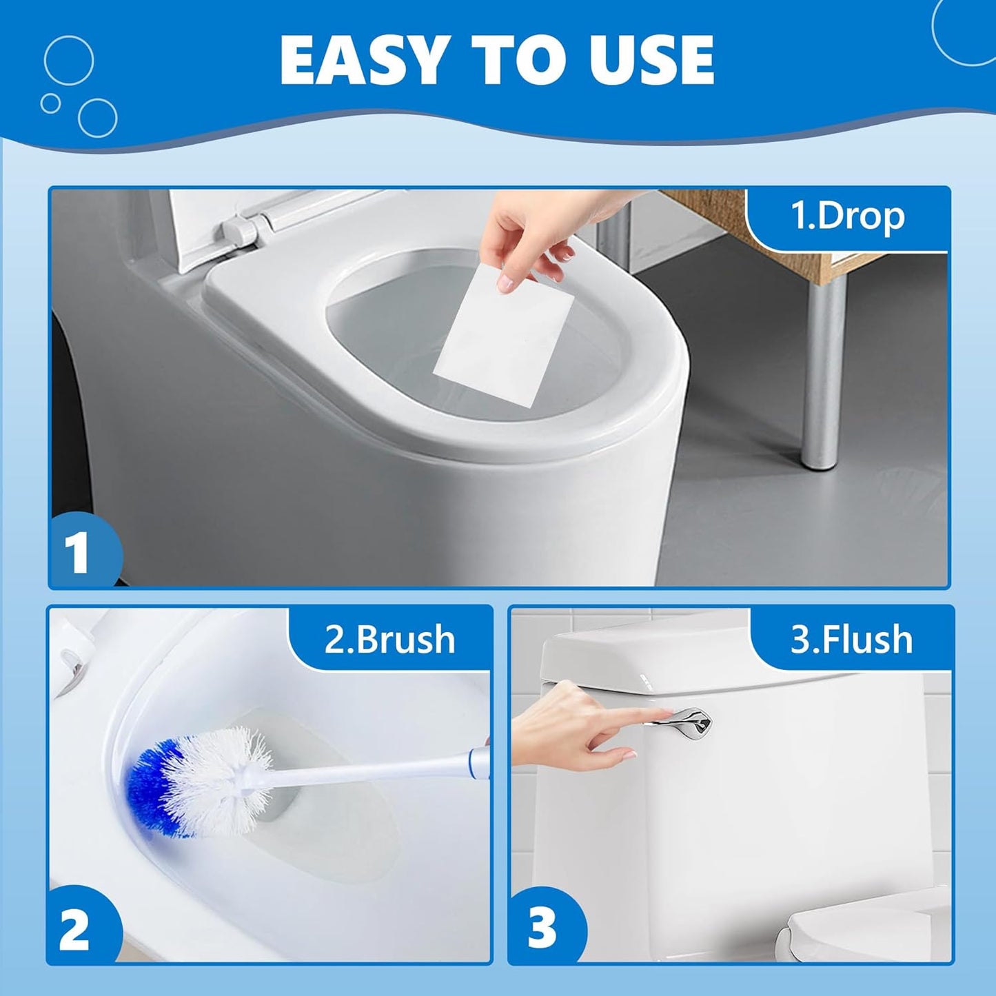 Toilet Bowl Cleaner Sheets, Natural Toilet Bowl Cleaner Strips, Eco-Friendly, Removes Stains & Odors, Non Toxic, Plastic Free, Septic Safe, Ideal Toilet Bowl Cleaner, 60 Uses