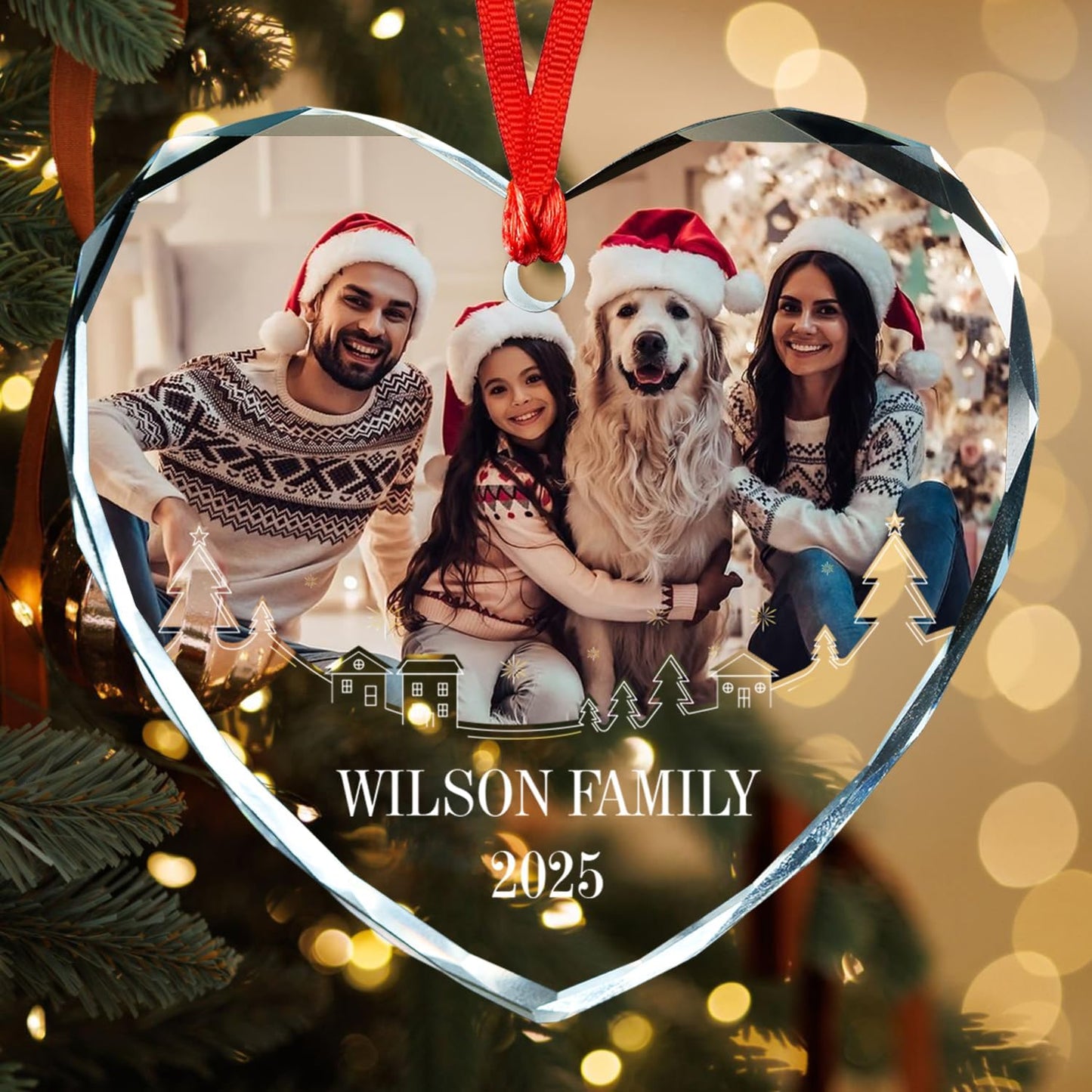 Personalized Christmas Photo Ornament, Custom Crystal Ornaments, Custom Christmas Ornament for Mom/Dad, Personalized Ornaments with Name