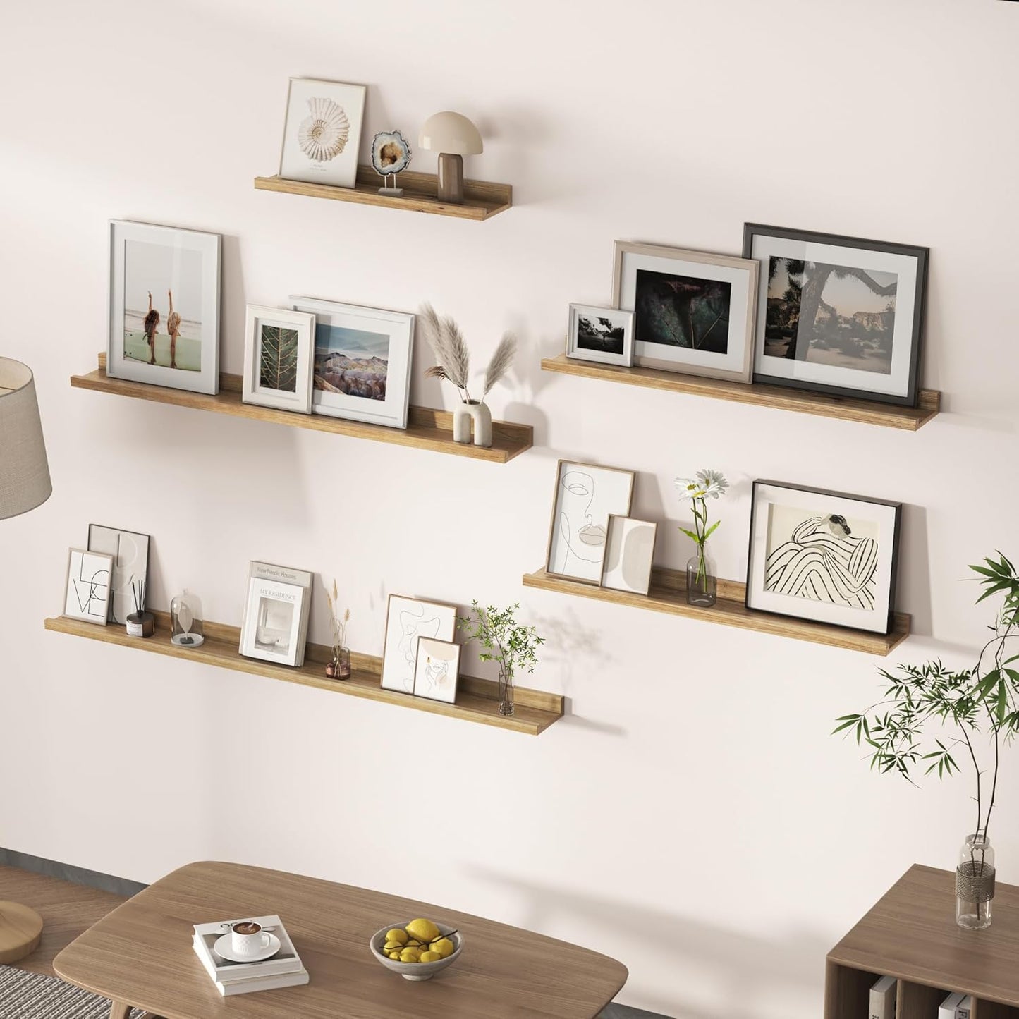 Floating Shelves for Wall, Picture Ledge Shelf 36 Inch Solid Wood Set of 2, Rustic Wall Shelves with Lip, Kids Bookshelf, Photo & Picture Live Edge Floating Shelves for Bedroom, Living Room, Kitchen