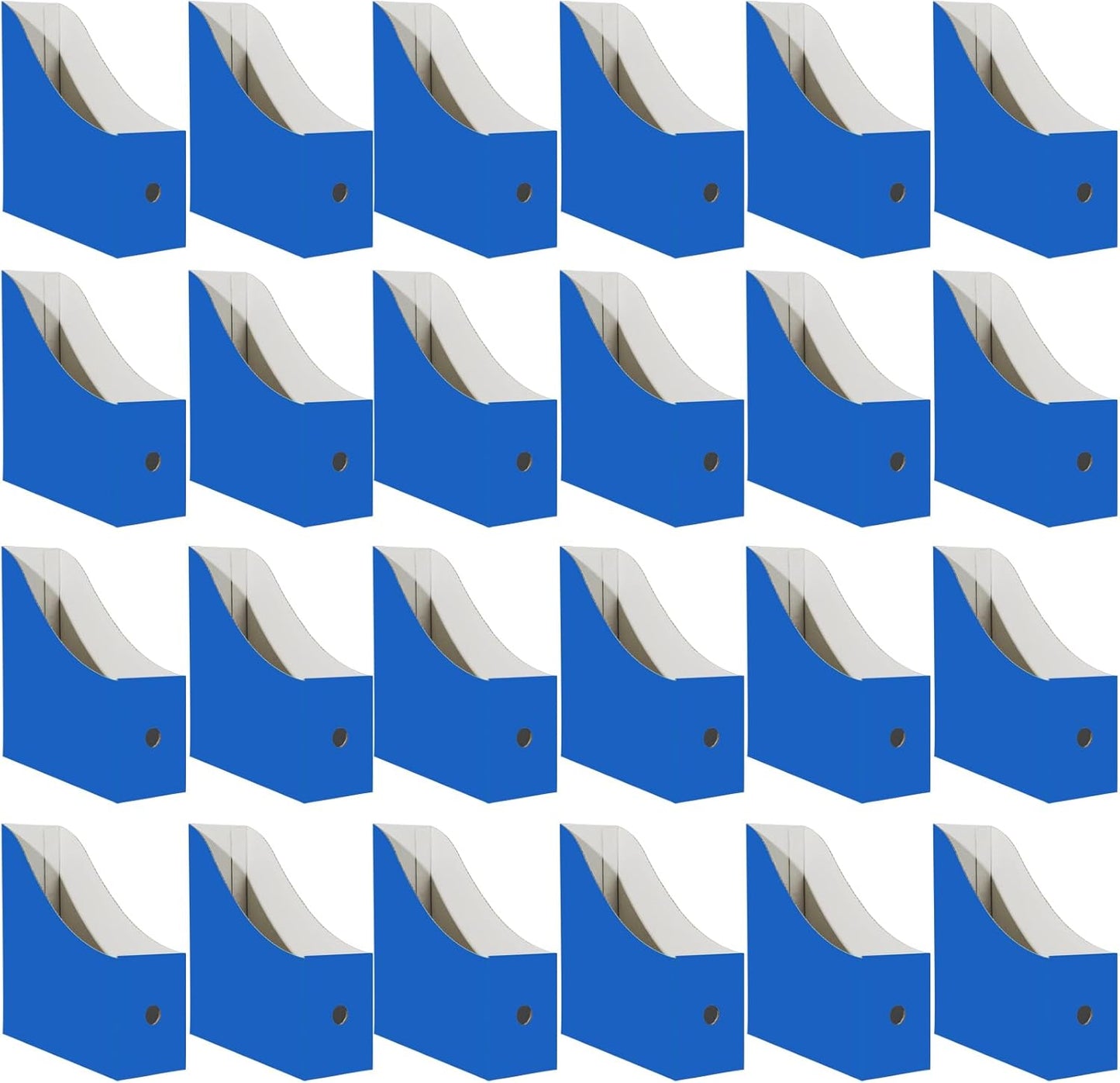 24 Pack Cardboard Magazine File Holder for Desktop ，Blue Book Bins for Classroom Library, Office or Home, Vertical Paper Boxes for Storage with Label(10.6" H x 10.2" L x 3.5" W in)