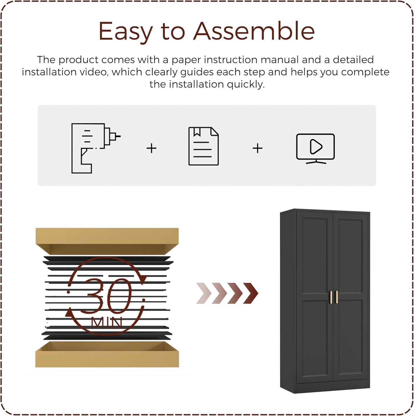 60" Tall Metal Pantry Cabinet, Black Kitchen Pantry Storage Cabinet with Doors and 3 Adjustable Shelves, Cupboard for Kitchen, Dining Room, Living Room, Bathroom