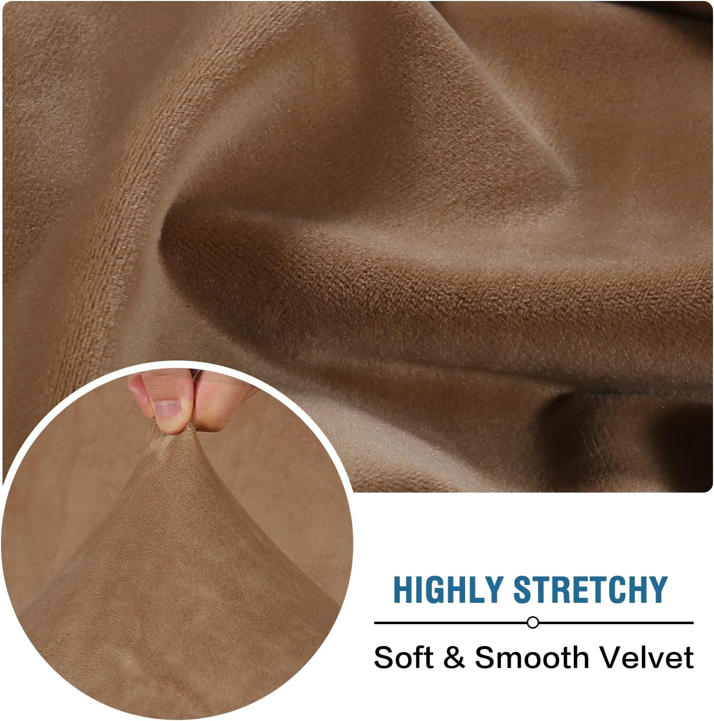 H.VERSAILTEX Velvet Stretch Individual Couch Cushion Cover Plush Cushion Slipcover for Loveseat Sofa Cushion Furniture Protector Seat Cushion Sofa Cover (1 Piece Sofa Cushion Cover, Camel)