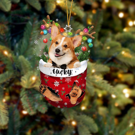Pembroke Welsh Corgi 2 Dog Christmas Ornament, Pembroke Welsh Corgi 2 in Snow Pocket Christmas Tree Ornament, Dog Lovers Gift Idea Xmas, Decorations for Tree, Christmas Ornament Gift for Dog Lovers