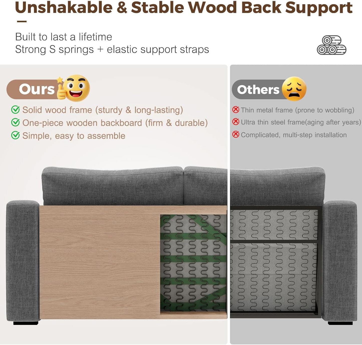 112" L Shaped Sectional Sofa with Detachable Sofa Cover, Reversible Sectional Modular Couch for Living Room, Linen Fabric Corner Couch with 7 Seats, Grey