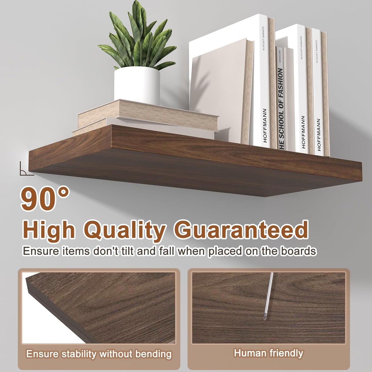12 Inch Deep Floating Shelves for Wall 1 Pack Floating Shelves Large Storage Space Wall Mount Shelf for Living Room Kitchen Bathroom 36" W x 12" D x 1.2" H Walnut