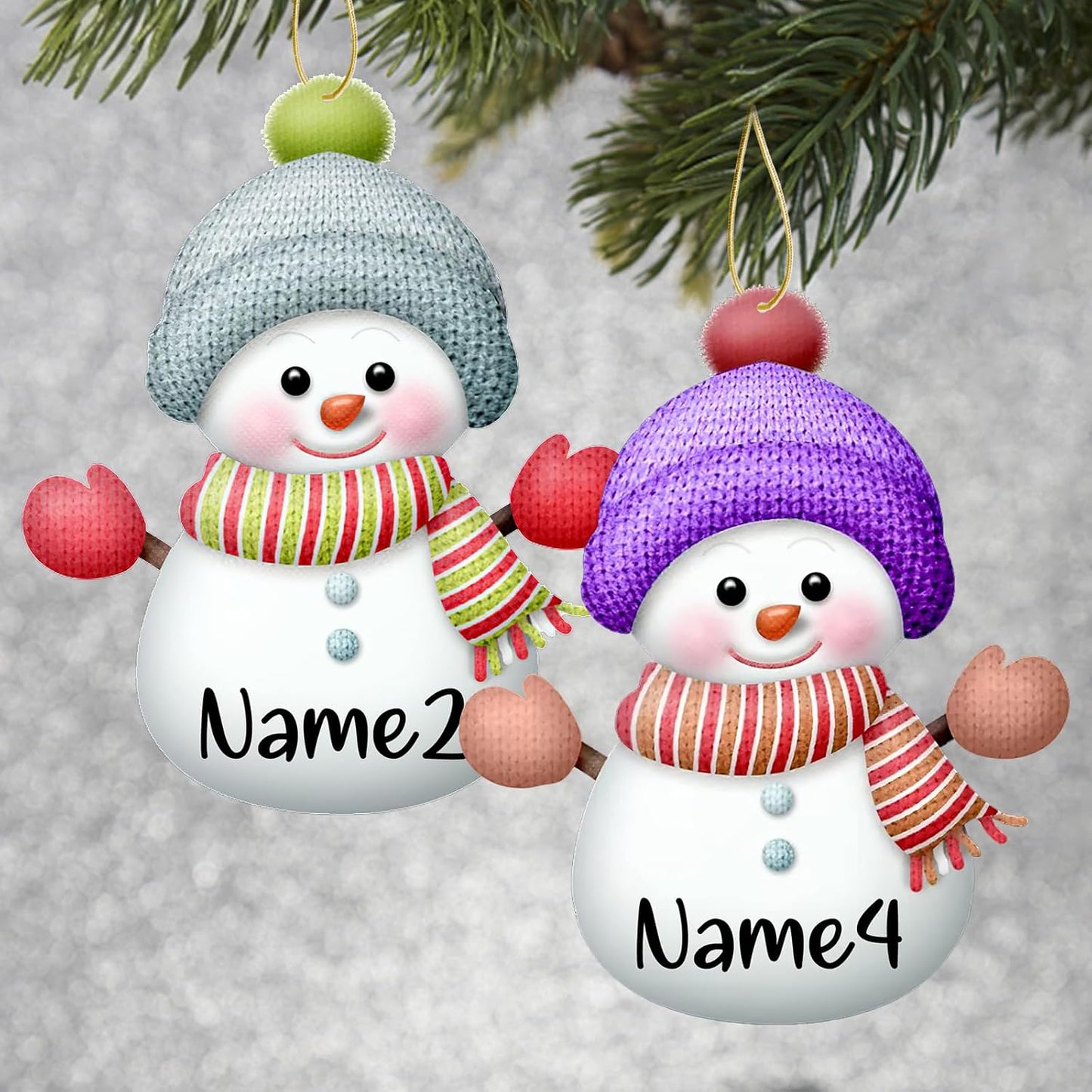 Personalized Christmas Ornaments,7pcs Custom Snowman Ornaments with Name Customized Family Ornament Xmas Tree Hanging Decoration Gift - 3.15"（8cm）