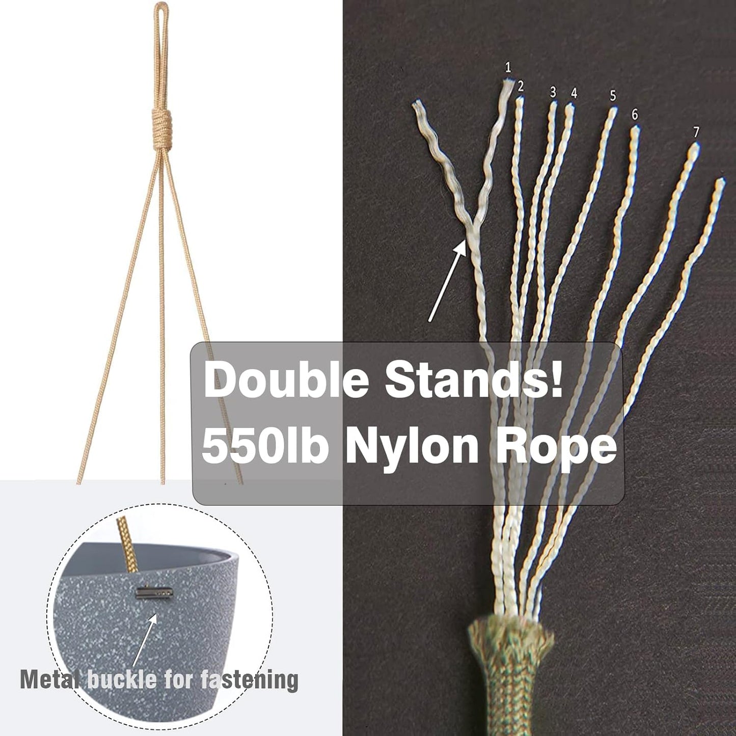 13 Inch 2 Pack Large Hanging Planters for Indoor Outdoor Plants, Plastic Hanging Basket Pots for House Plants Flowers, Grey