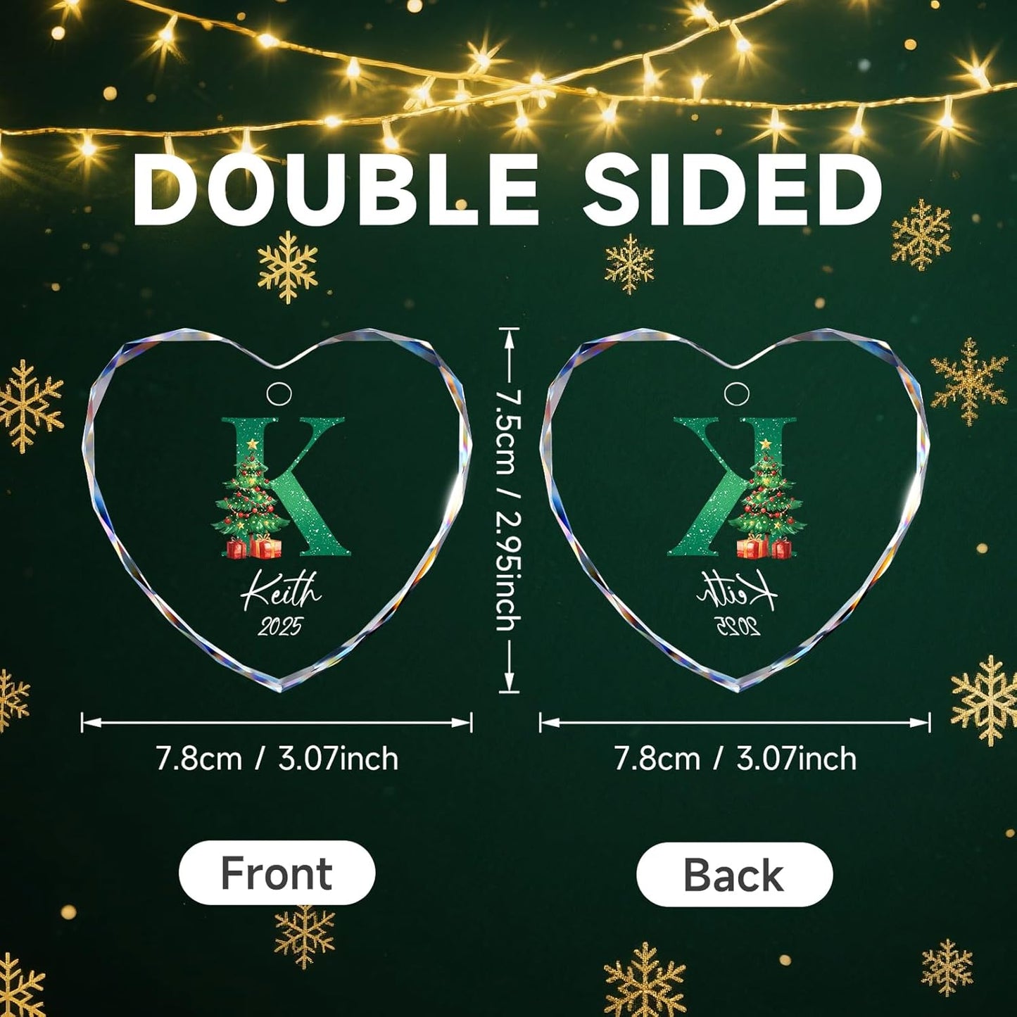 Personalized Christmas Ornaments with Names, Name Ornaments for Christmas Tree Decoration, Custom Initial Christmas Ornament for Kids and Adults, Stocking Name Tags