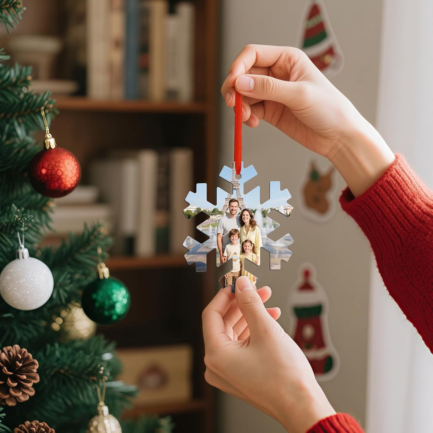 Personalized Photo Christmas Ornaments Double-Sided Metal Custom Picture Christmas Ornament 2024, Customized Xmas Tree Decorations Memorial Gifts for Kids Couples Family Friends Pet