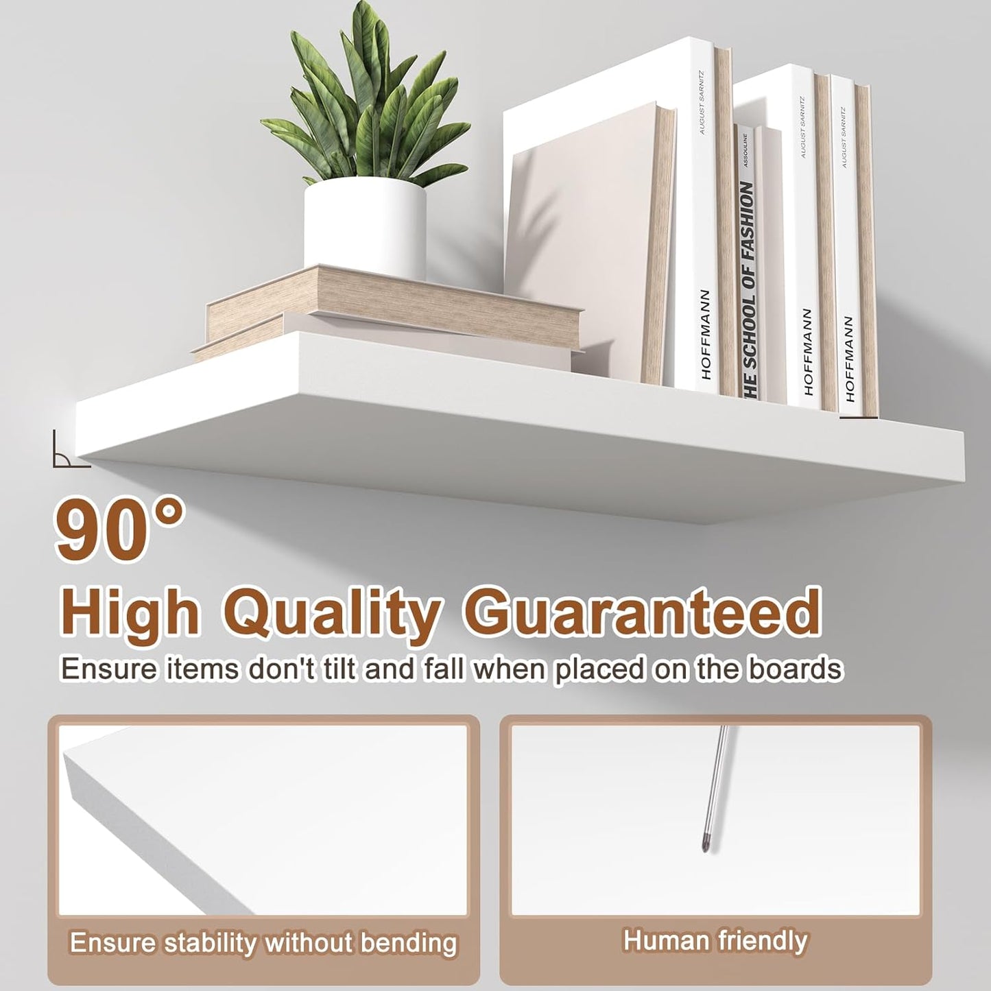 48 Inch Floating Shelf 3 Pack Large Floating Shelves for Wall No Drilling Accessories Included Deep Wall Shelves for Living Room Kitchen Farmhouse 48" W x 12" D x 1.2" White