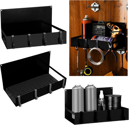 3 Pack Magnet Garage Organizer Magnetic Spice Rack for Refrigerator 20 lb Capacity Shelf Hanging Heavy Duty Magnetic Fridge Side for Organize Garage Tools(Black)