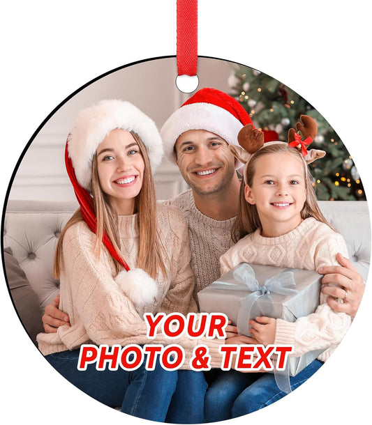 Personalized Christmas Ornaments with Photo - Custom Wood Christmas Ornament - Wedding Gifts for Couples, Engagement Gifts for Couples