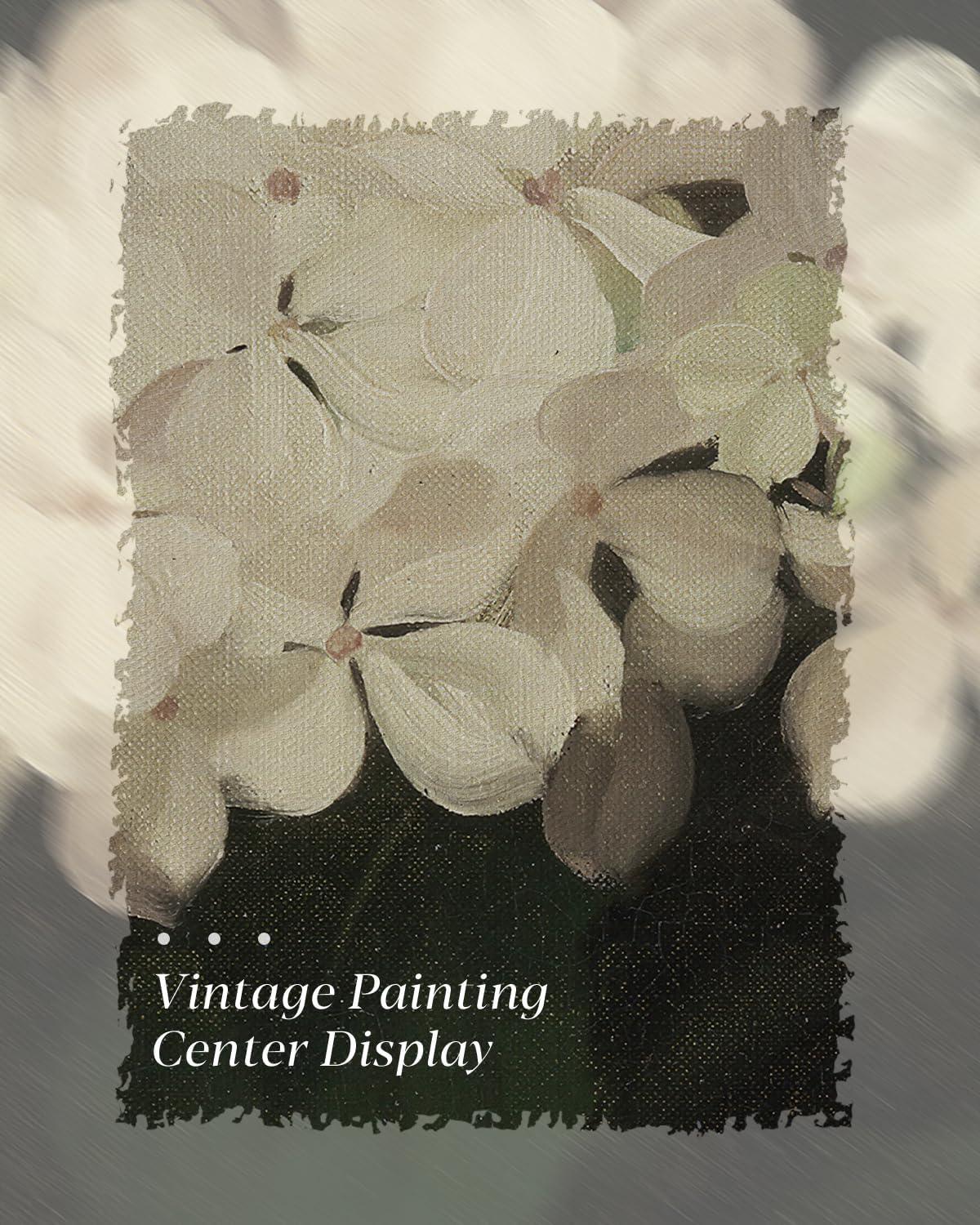 HUARCEY Gold Framed Vintage Wall Art for Living Room, Flowers Painting Canvas Prints Shelf Decor for Kitchen, Aesthetic Bedroom Wall Art, Christmas Gifts for Friends or Family (White Hydrangea 8"x10")