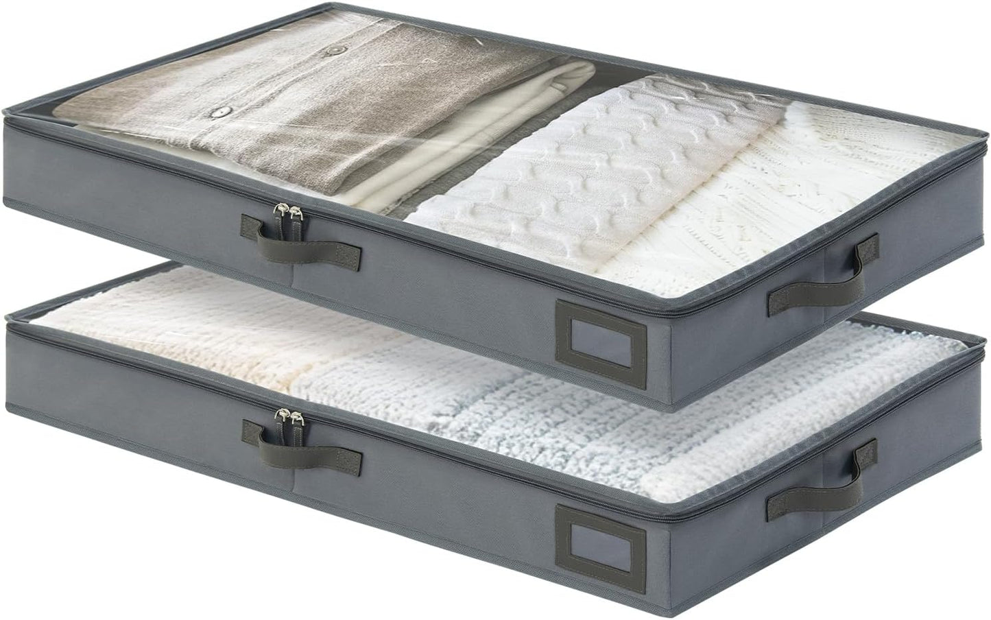 4-Inch Under Bed Storage Containers, Low Profile UnderBed Storage Organizer, Under Crib/Couch Storage Box for Seasonal Clothing, Sweaters, Shoes, Blankets, Wrapping Paper, Sheets & Toys 33"L×17"W×4"H