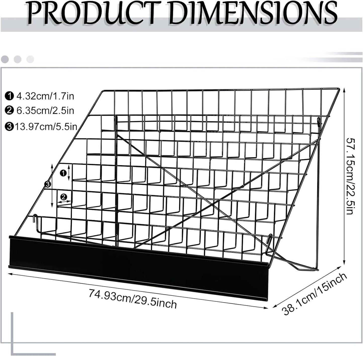 Queekay 6 Tier Wire Countertop Rack black Comic Book Holders Wide Wire Magazine Rack Tabletop Display Stand for Table Top Book Brochure Literature Comic Greeting Card Shelf Holder Stand