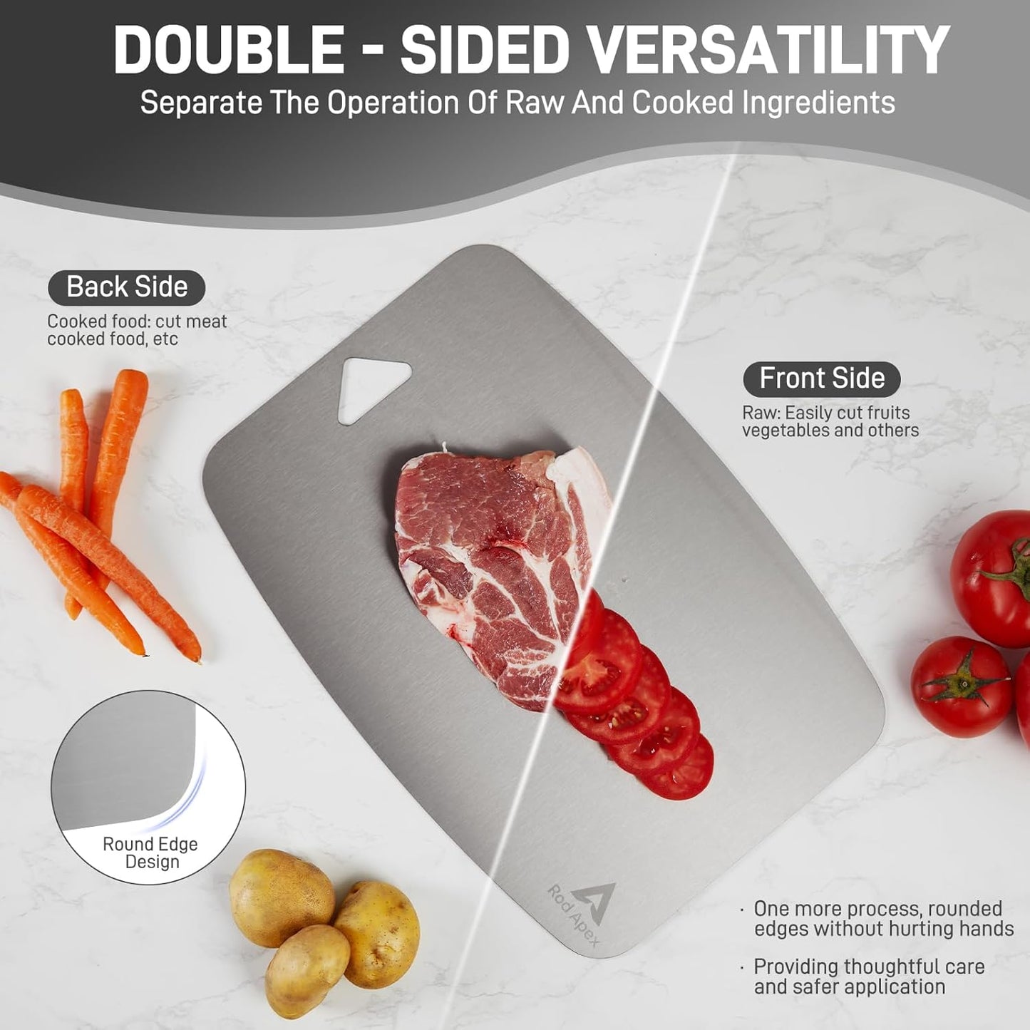 100% Pure Titanium Cutting Board, Non-Toxic Chopping Board For Kitchen, Rubber Mat, Double-Sided Pure Titanium Cutting Board for Kitchen (14"x10").