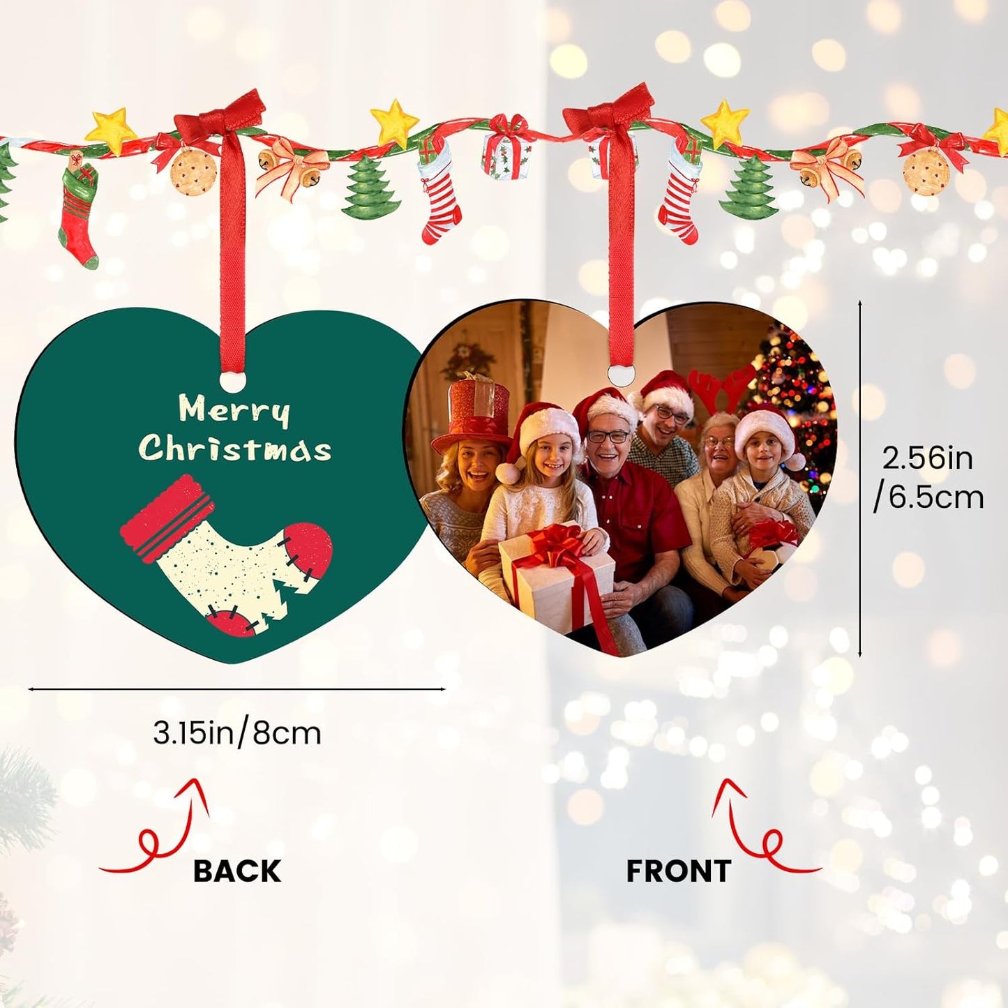 Personalized Christmas Ornaments 2025 - Custom Photo Ornament Customized Xmas Wood Ornament Gift for Christmas Tree Decoration