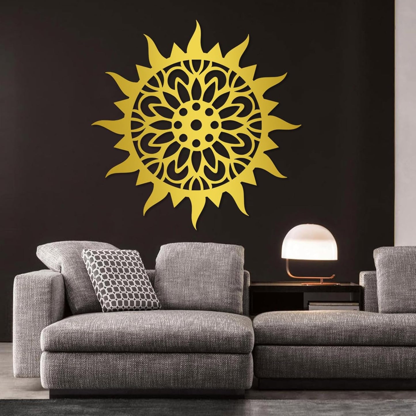 Sunburst Metal Wall Decor, Metal Sun Wall Decor, Metal Sun Flower Wall Art, Outdoor Metal Sun Wall Art, Sun Burst Wall Decor, Home Decor, Patio Decor, Wall Art for Living Room, Bedroom (Black, 35"x35"|90x90cm)