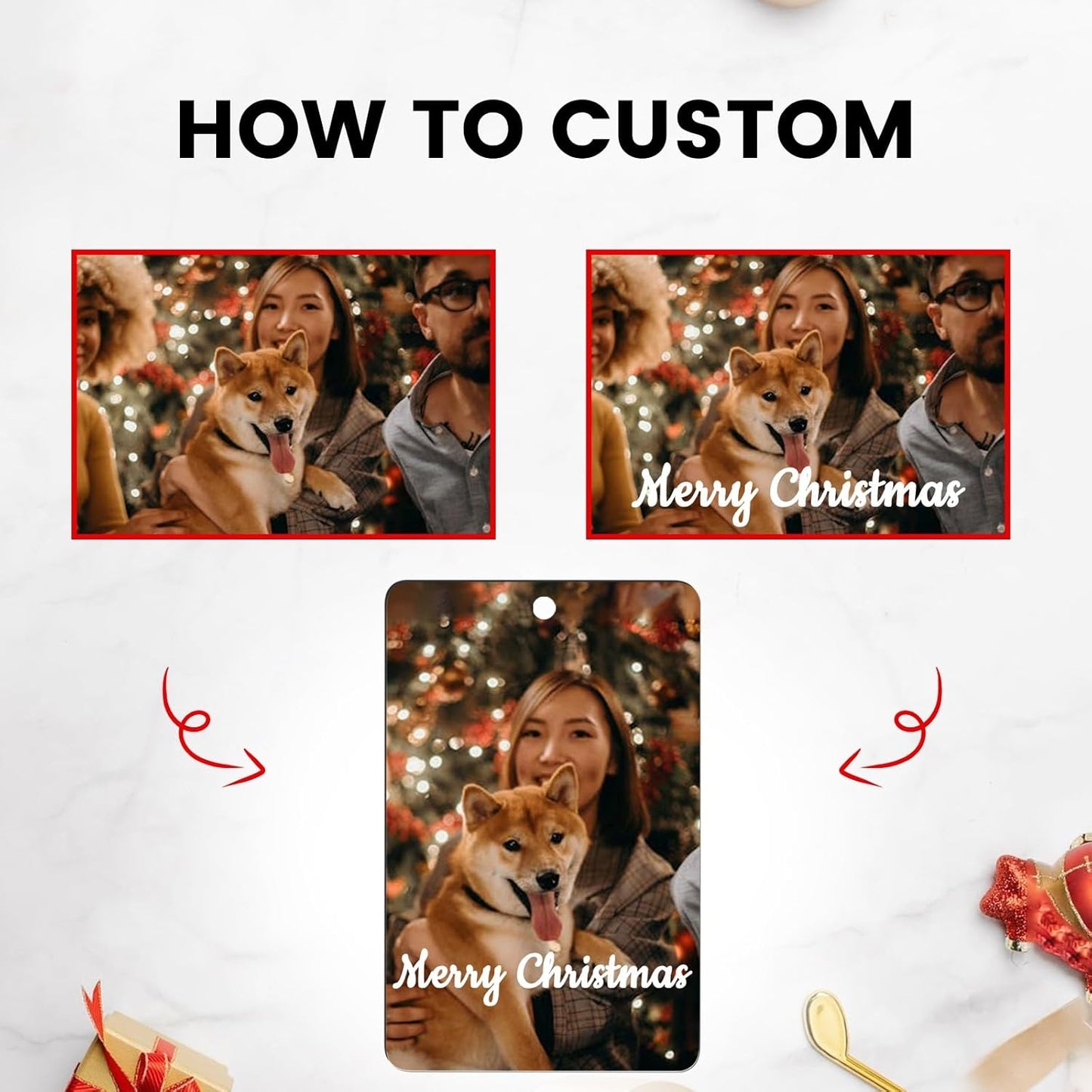 Personalized Christmas Ornaments 2025 Customized with Photo Text Ornament Keepsake Pet First Christmas Ornament Bulk Custom Wooden Xmas Tree Decorations, Wood Rectangle