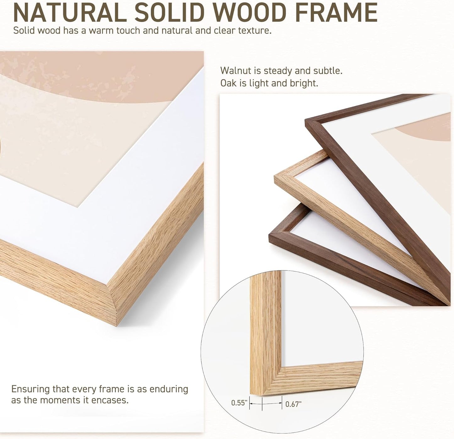 18x24 Poster Frame Set of 4 Natural Solid Oak Photo Frames with 16x20 Removable Mat Wall Hanging Large Handcrafted Frame with HD Plexiglass Wall and Tabletop Display Large Picture Frame