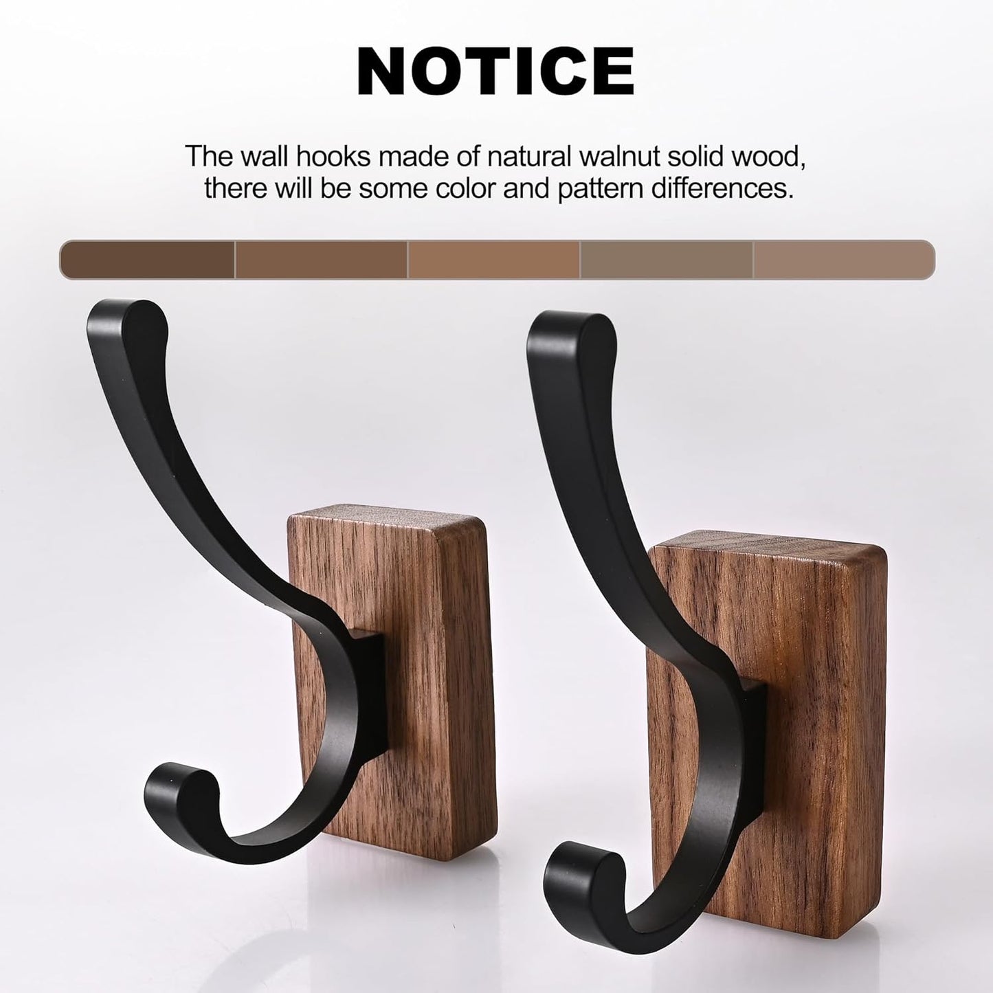 4 Pack Wooden Wall Hooks for Hanging, Adhesive Mounted & Wall Mount Nature Wood Coat Hooks for Towel Clothes Blanket Hat Backpack Robe Nursery Door Board Entryway Key Holder