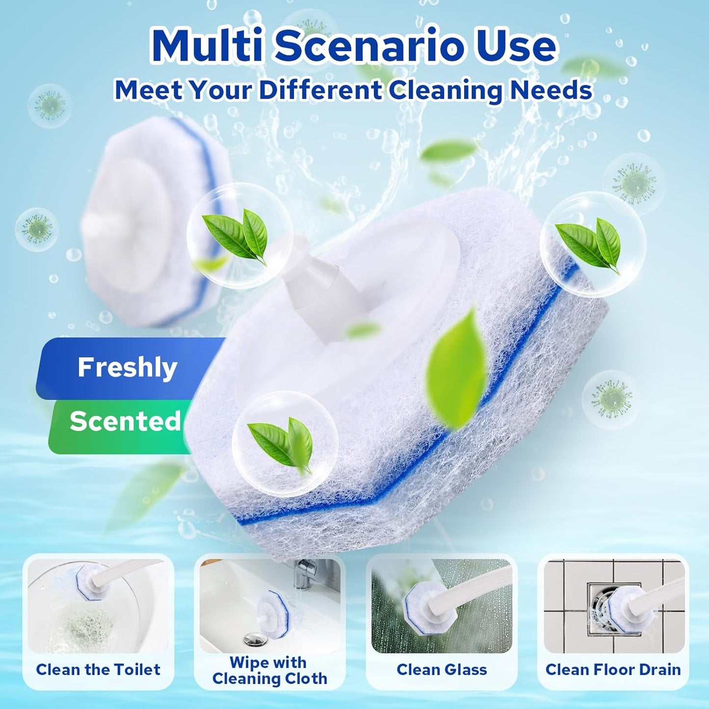 Cecailin® 60pcs Disposable Toilet Brush. Bathroom Cleaning. Disposable Bowl Cleaners Compatible with Most Toilet Brushes