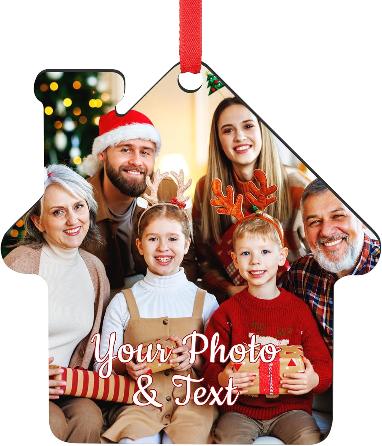 Personalized Christmas Ornaments 2025 Wood Custom Picture Text Hanging Ornament Customized Christmas Tree Decorations Keepsake Gift for Family Couples Xmas Tree Home Decor