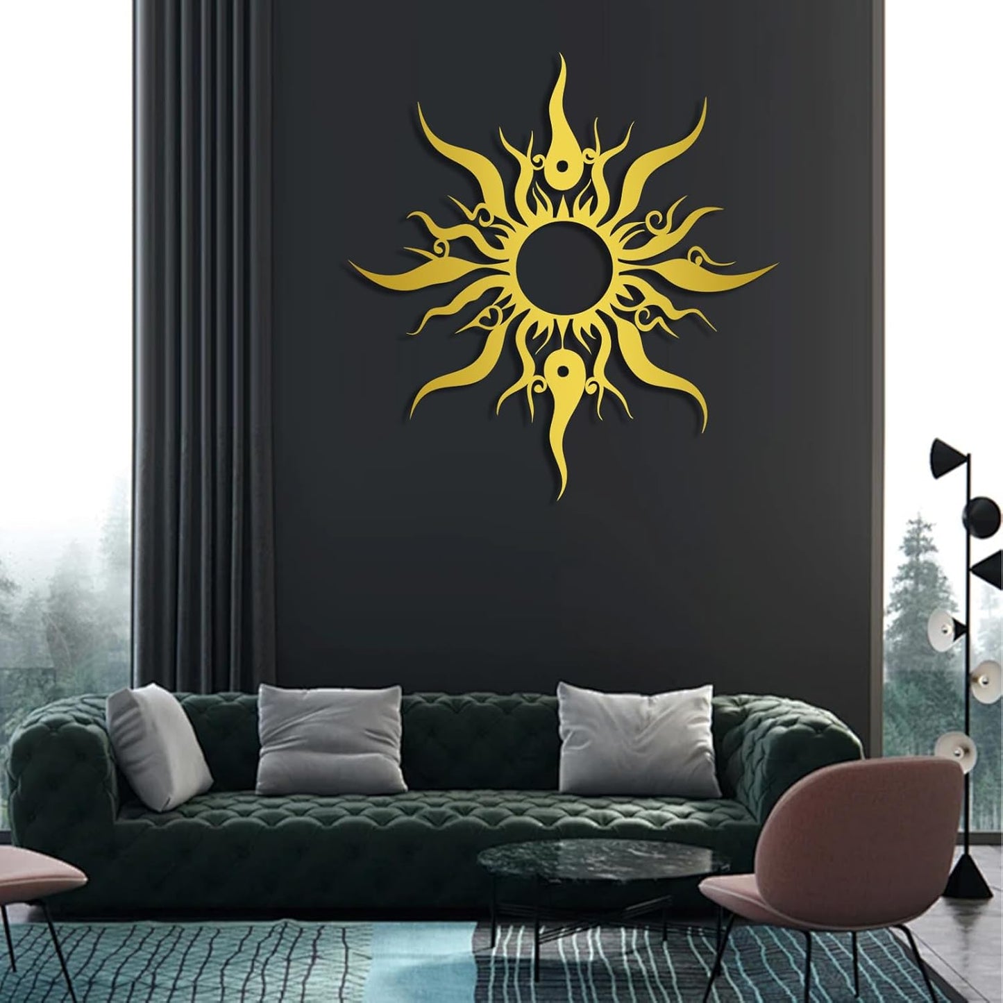 Hotuijxca Metal Wacky Sun Wall Art, Wacky Sun Metal Decor for Livingroom, Bedroom (Silver, 24"x23"/60x58cm, metal wall art)