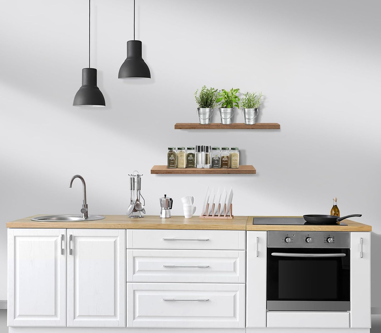 Sorbus Floating Shelves for Wall - 24" Bathroom Shelves, Wall Decor for Bedroom, Kitchen, Living Room, Home Decor & Book Storage - Mounted Floating Shelf with Invisible Brackets (Mahogany, 2 Pack)